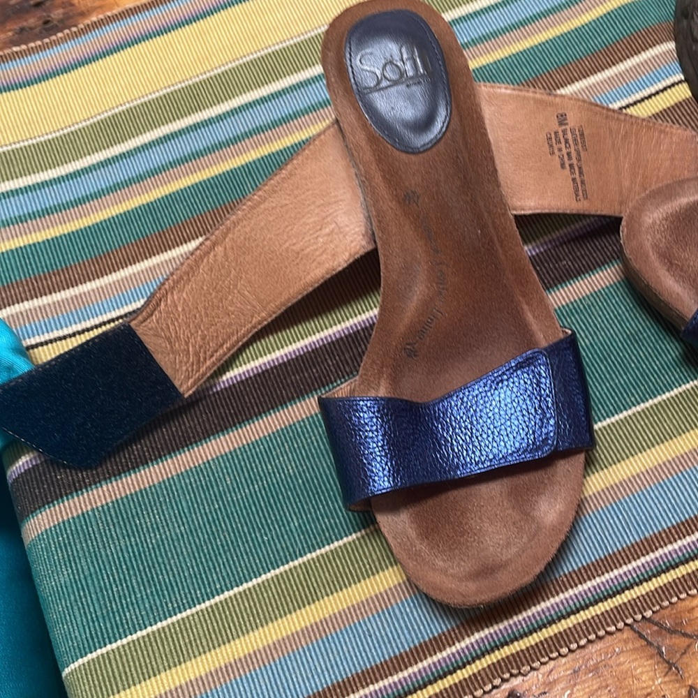 Sofft wedges in vibrant blue with Velcro strap. Size 8M - Picture 4 of 6
